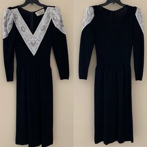 Saks Fifth Avenue Sequin Neck Shoulders Knit Dress